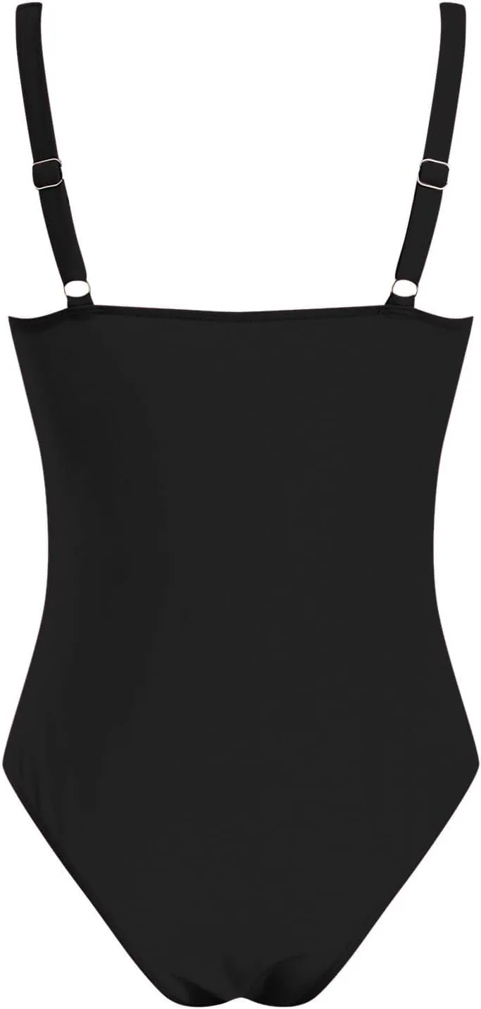 TUQIDEWU Bathing Suit for Women One Piece Tummy Control Swimsuits for Women V Neck Push Up Backless Slim Fit 1 Piece Swimsuit