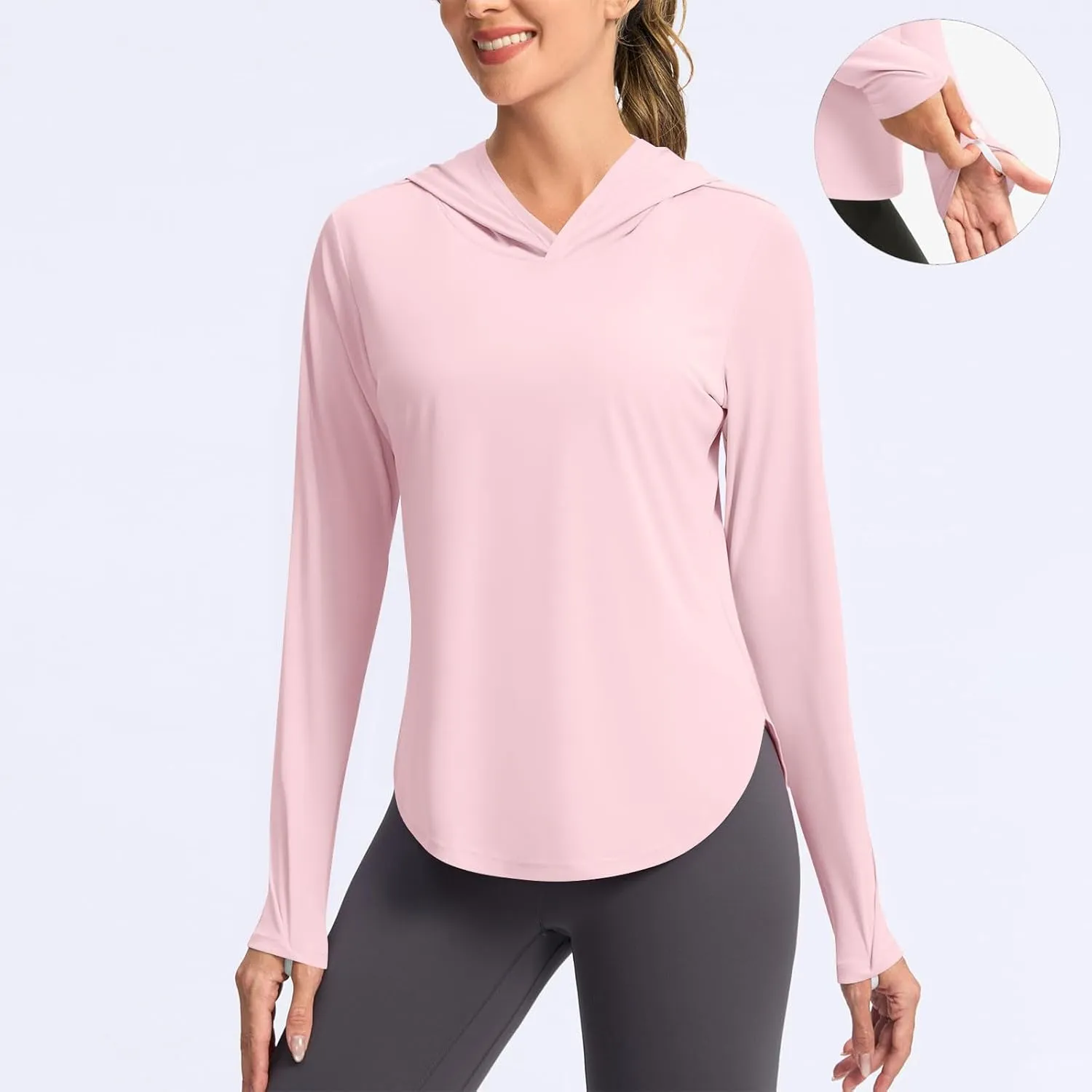 UPF 50  Sun Shirt Women Hoodie Long Sleeve UV Protection Shirts Quick Dry Lightweight SPF Outdoor Athletic Hiking Top