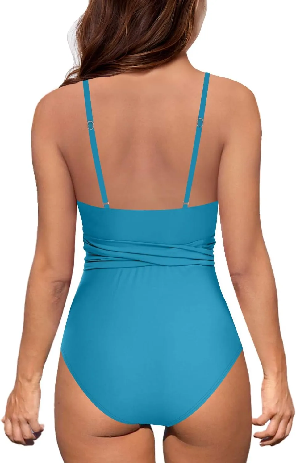 Upopby Women's Sexy One Piece Swimsuits Cut Out Monokini V Neck Wrap Criss Cross Swimwear High Waisted Bathing Suits