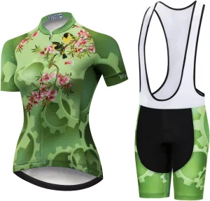 Weimostar Women's Short Sleeve Cycling Jersey Gel Padded Shorts Set MTB Sportswear Reflective
