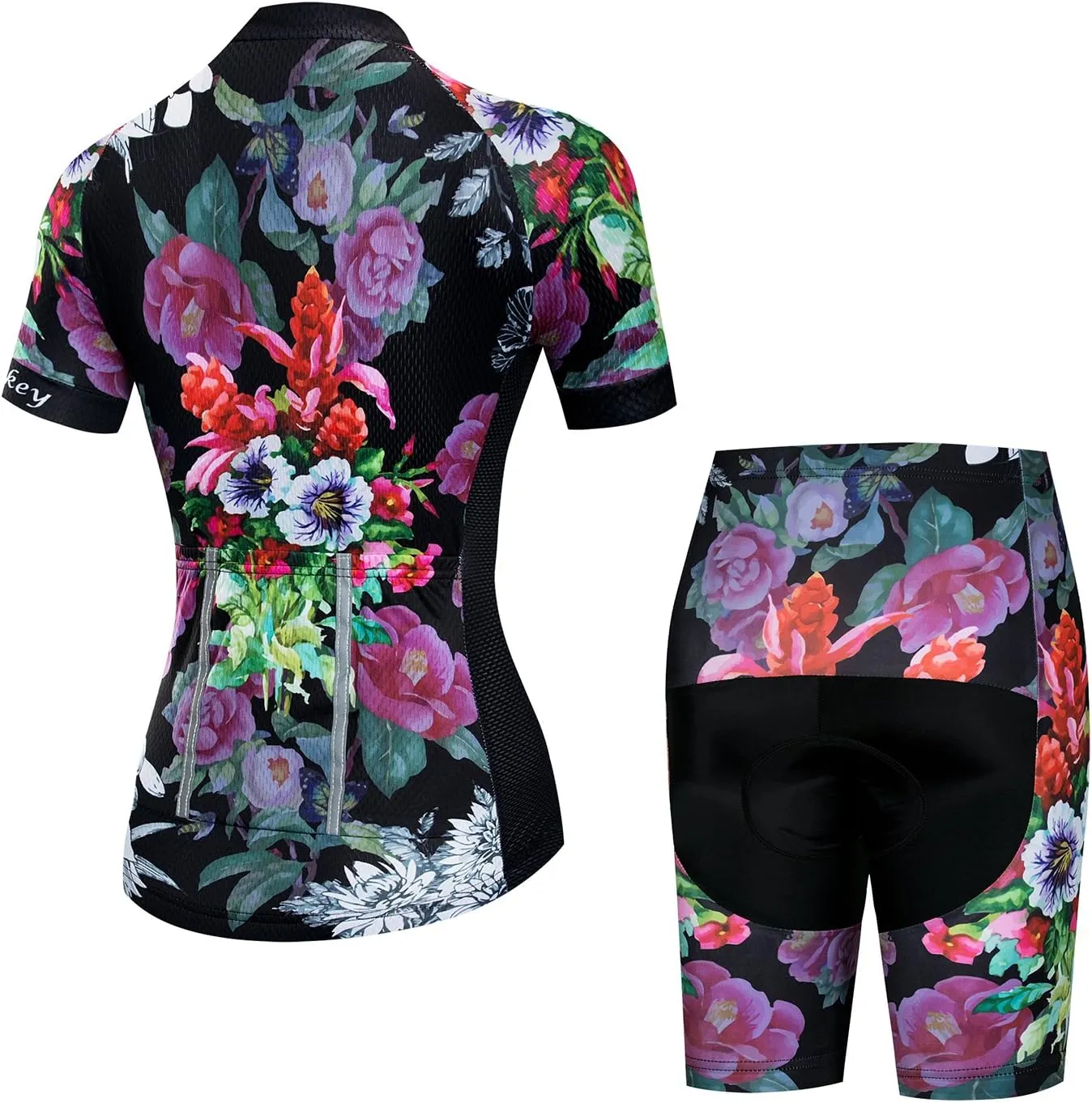 Weimostar Women's Short Sleeve Cycling Jersey Gel Padded Shorts Set MTB Sportswear Reflective