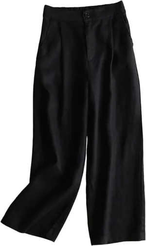 Wide Leg Pants Women Solid Color Stretch Sweatpants Straight Leg Trousers Elastic Waist Fall Bottoms for Women