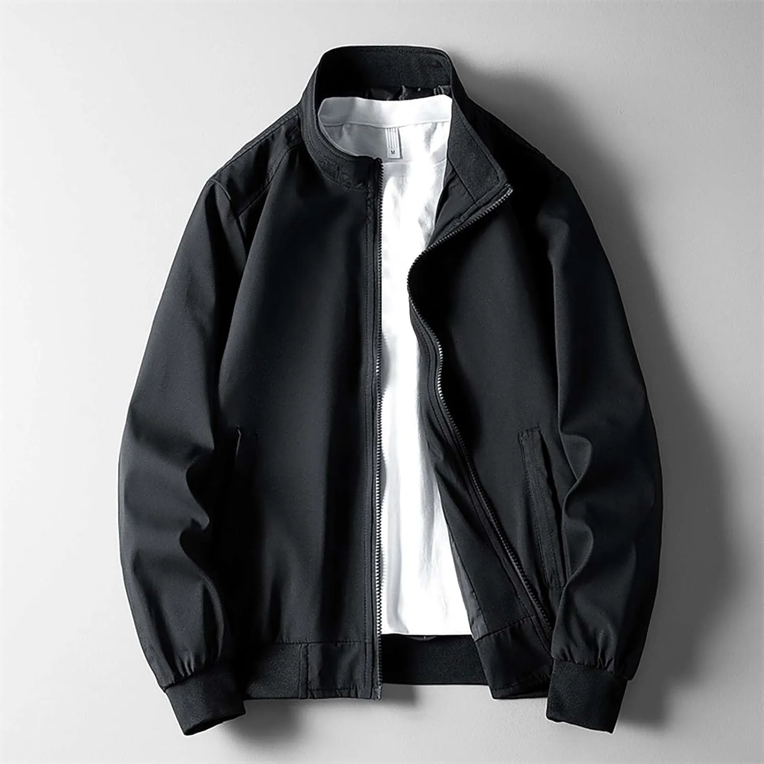 Windbreaker Bomber Zip Up Coat with Pocket Handsome Pilot Zip Fx Standing Jacket Jackets Casual Summer Windbreaker