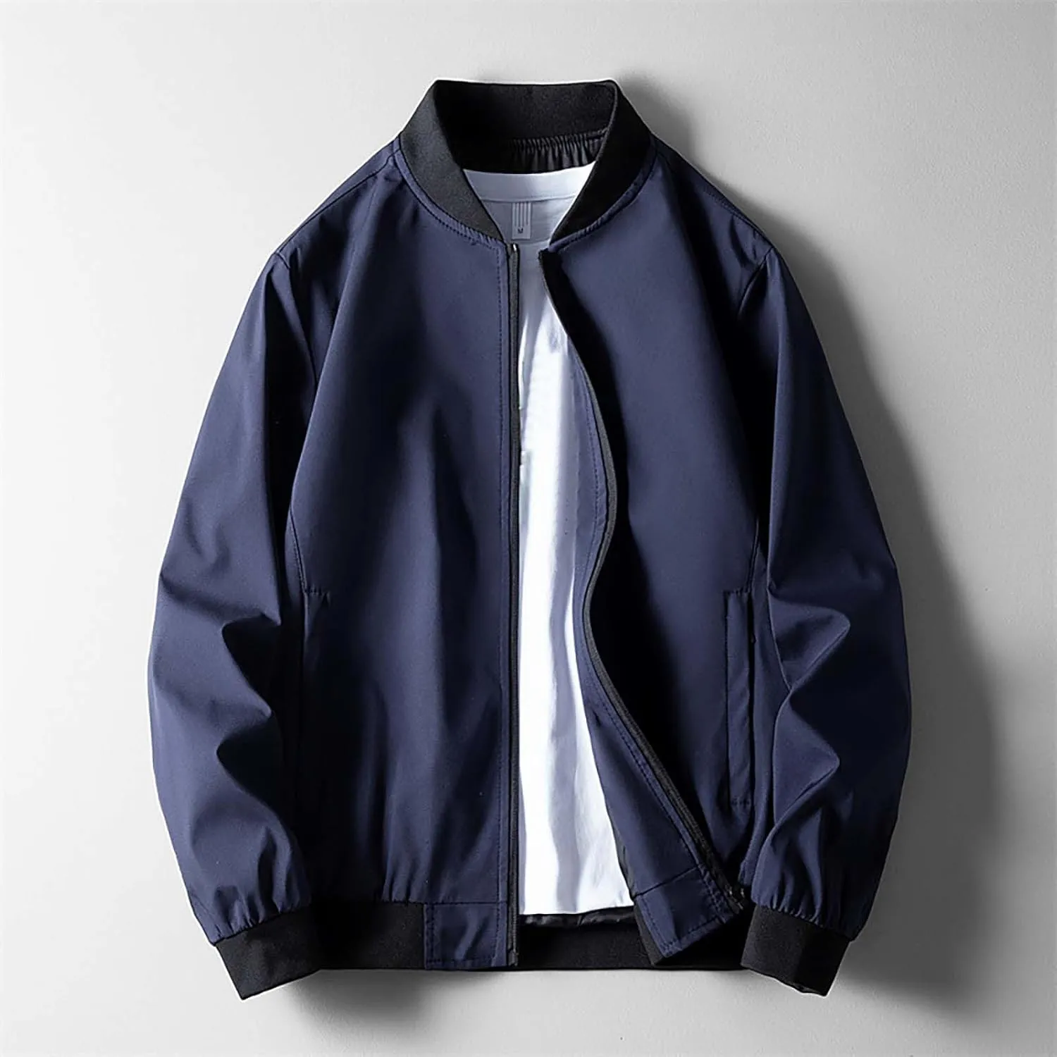 Windbreaker Bomber Zip Up Coat with Pocket Handsome Pilot Zip Fx Standing Jacket Jackets Casual Summer Windbreaker