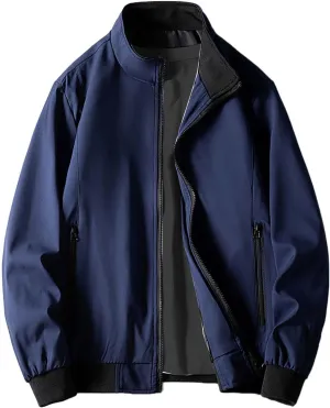 Windbreaker Bomber Zip Up Coat with Pocket Handsome Pilot Zip Fx Standing Jacket Jackets Casual Summer Windbreaker