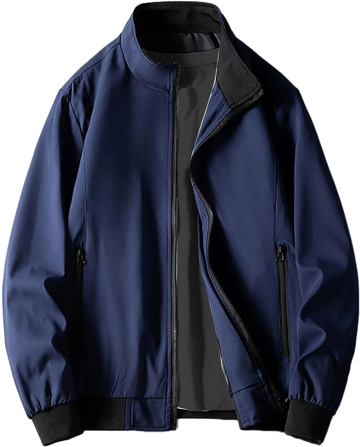 Windbreaker Bomber Zip Up Coat with Pocket Handsome Pilot Zip Fx Standing Jacket Jackets Casual Summer Windbreaker