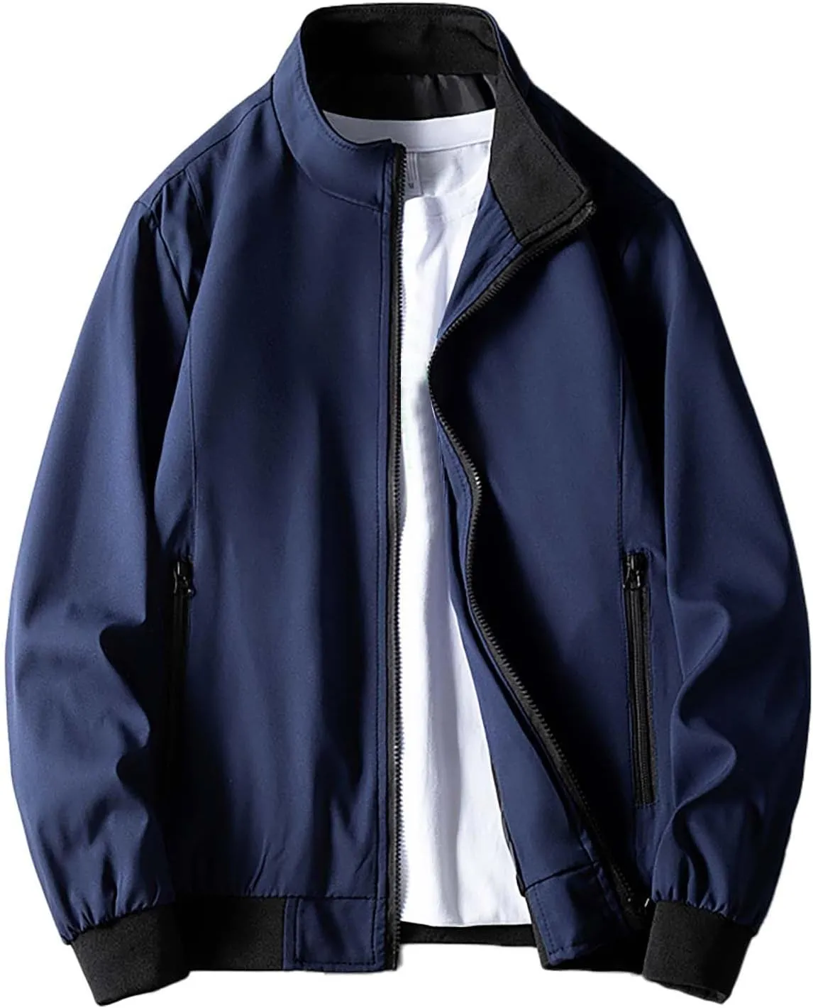 Windbreaker Bomber Zip Up Coat with Pocket Handsome Pilot Zip Fx Standing Jacket Jackets Casual Summer Windbreaker