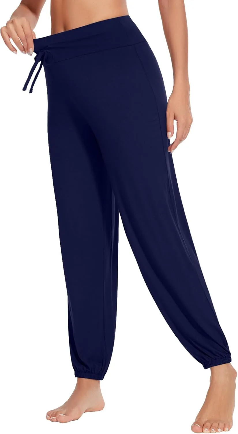 WiWi Women's Yoga Pants Stretchy Joggers Pant with Drawstring Comfy Lounge Viscose from Bamboo Bottoms S-XXL