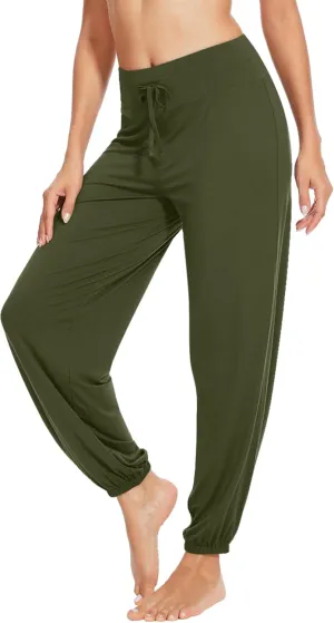 WiWi Women's Yoga Pants Stretchy Joggers Pant with Drawstring Comfy Lounge Viscose from Bamboo Bottoms S-XXL