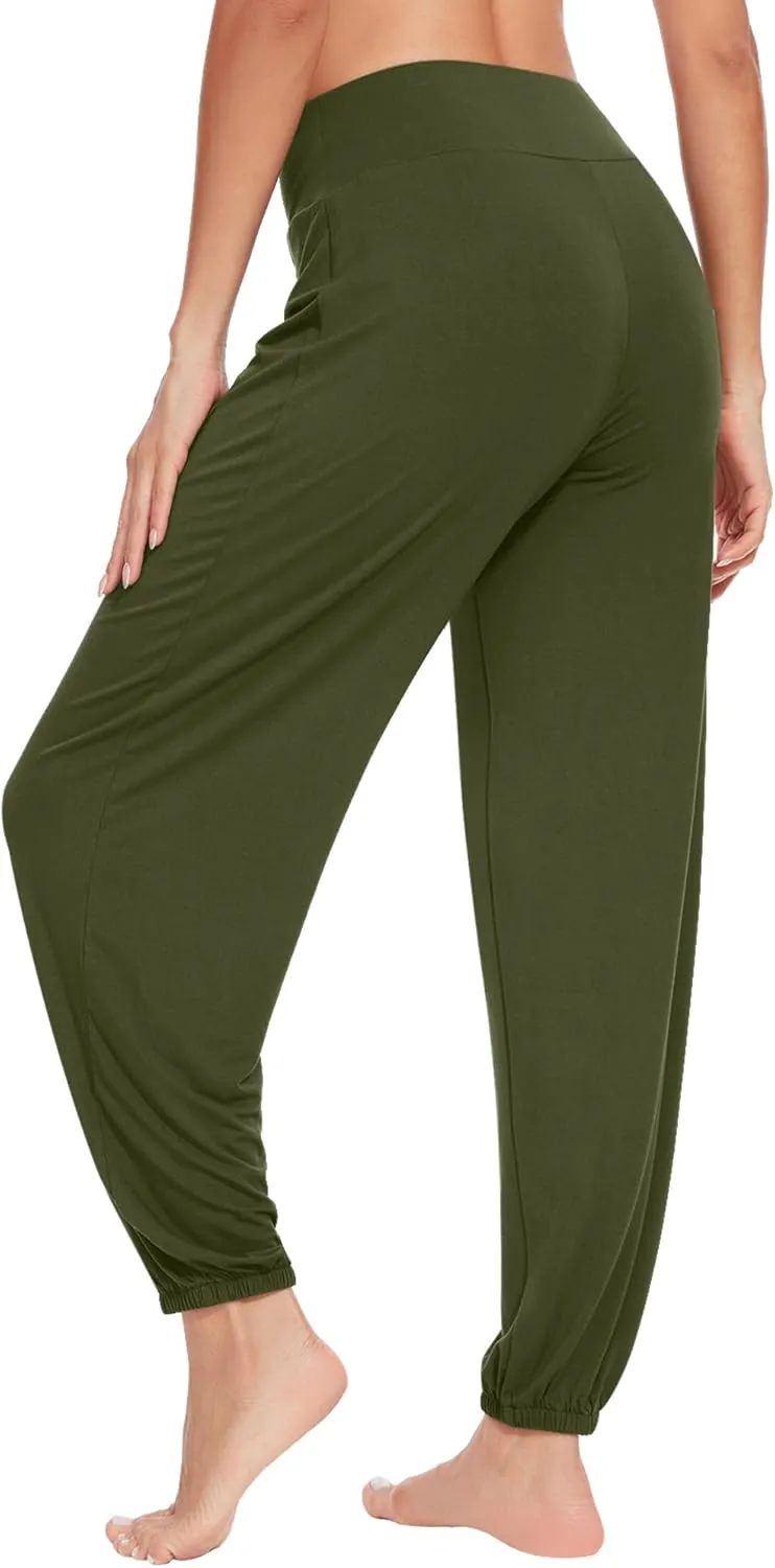 WiWi Women's Yoga Pants Stretchy Joggers Pant with Drawstring Comfy Lounge Viscose from Bamboo Bottoms S-XXL