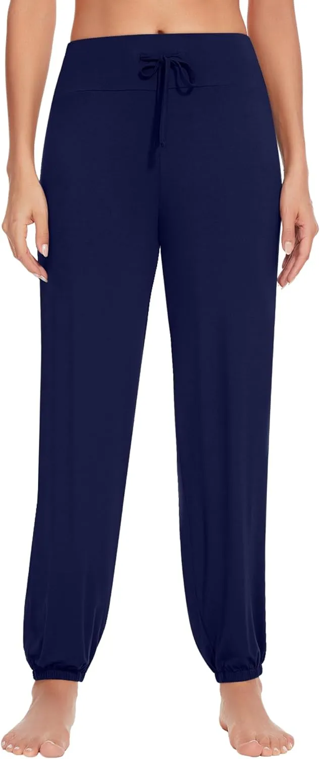 WiWi Women's Yoga Pants Stretchy Joggers Pant with Drawstring Comfy Lounge Viscose from Bamboo Bottoms S-XXL