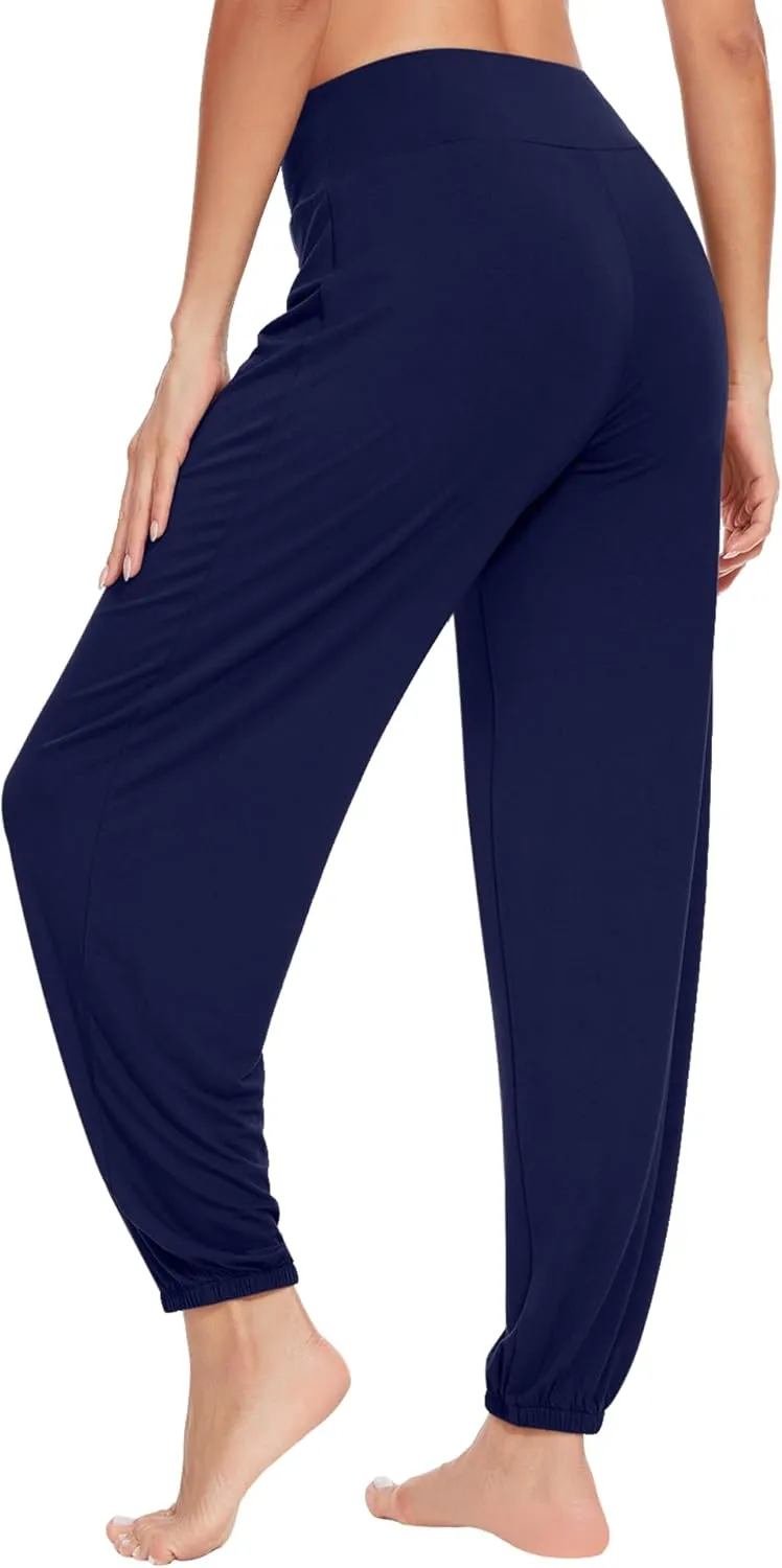 WiWi Women's Yoga Pants Stretchy Joggers Pant with Drawstring Comfy Lounge Viscose from Bamboo Bottoms S-XXL