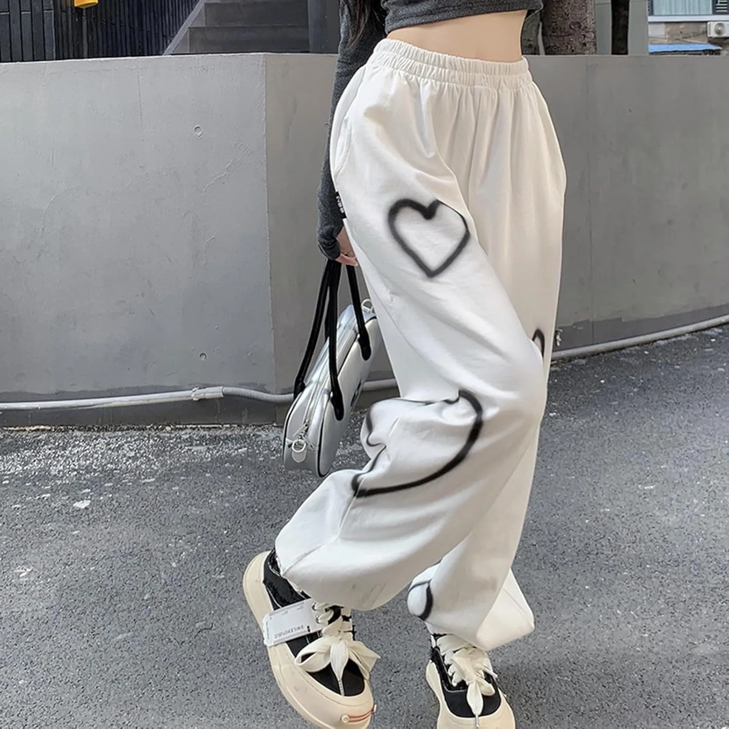 Women Active Jogger Sweatpants High Waisted Pants Lounge Bottoms Fleece Wide Leg Baggy Athletic Joggers Pants Pockets