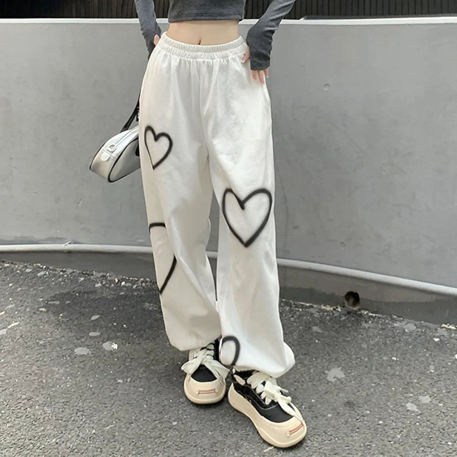 Women Active Jogger Sweatpants High Waisted Pants Lounge Bottoms Fleece Wide Leg Baggy Athletic Joggers Pants Pockets