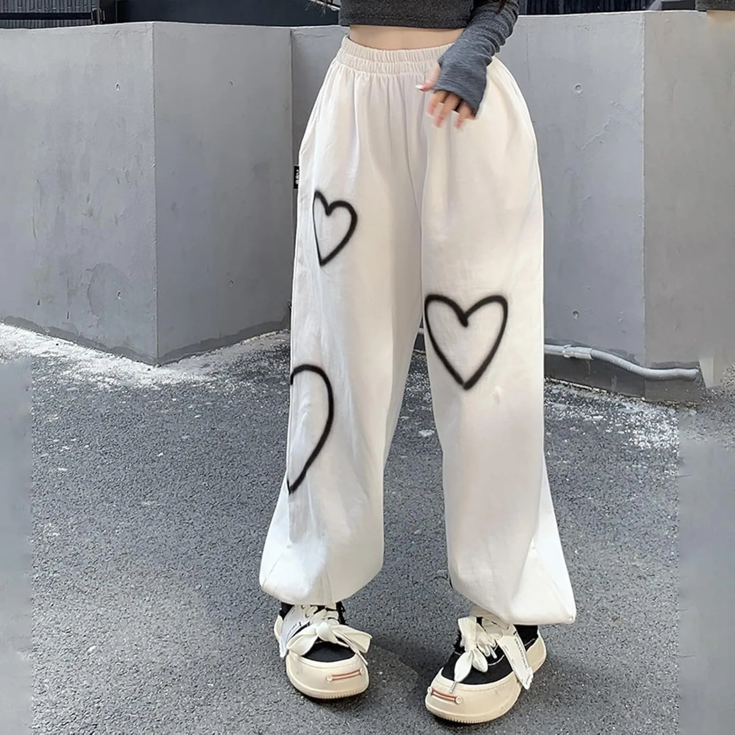 Women Active Jogger Sweatpants High Waisted Pants Lounge Bottoms Fleece Wide Leg Baggy Athletic Joggers Pants Pockets