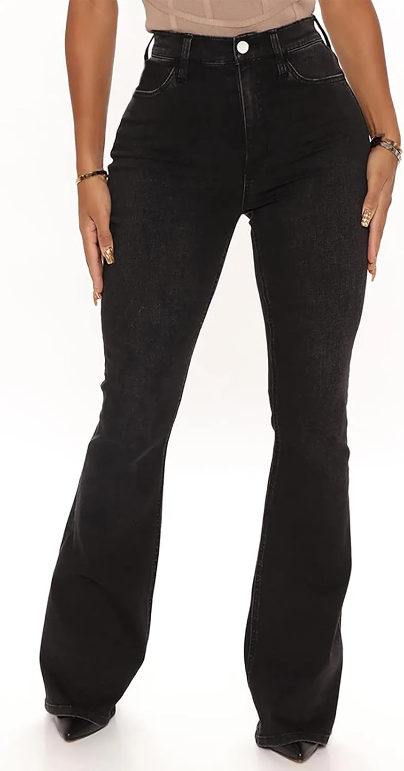 Womens Bootcut Bell Bottom Jeans High Waisted Flare Jeans Stretch Slimming Wide Leg Bell Bottoms Denim Pants