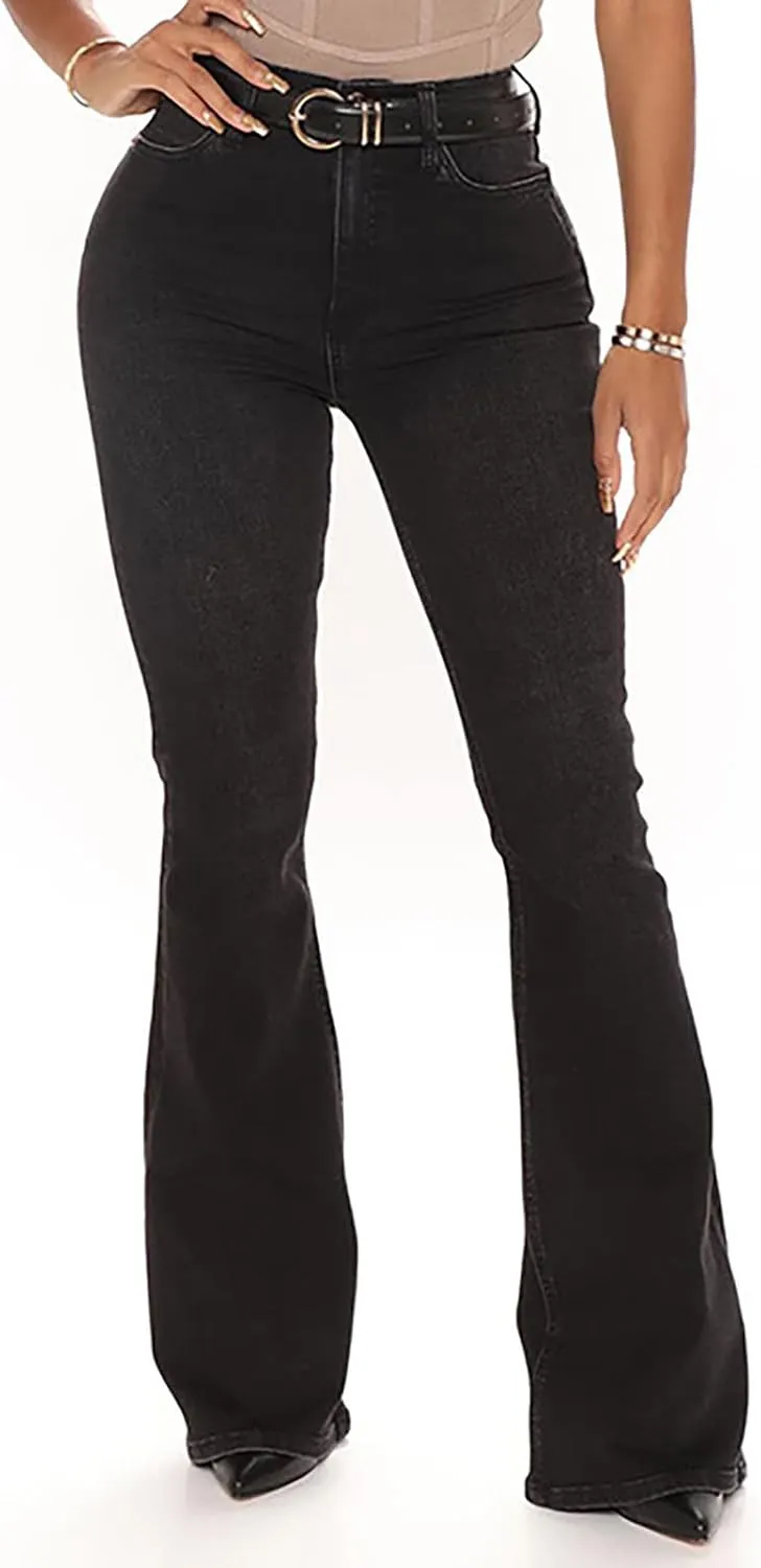 Womens Bootcut Bell Bottom Jeans High Waisted Flare Jeans Stretch Slimming Wide Leg Bell Bottoms Denim Pants