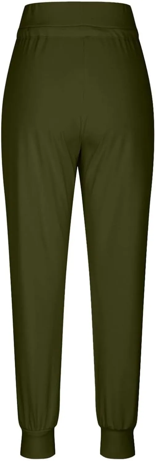 Womens Fleece Lined Joggers Winter High Waisted Winter Warm Sweatpants Thick Lounge Sweat Pants Bottoms with Pockets