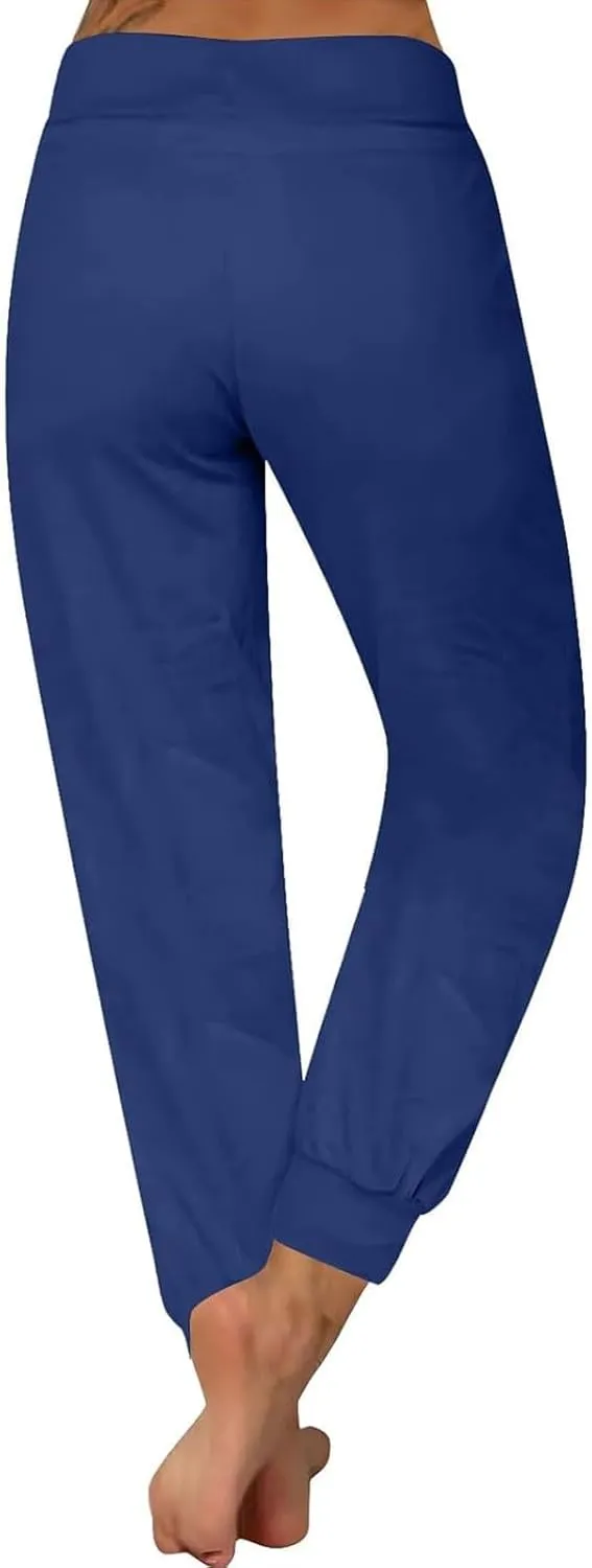 Womens Fleece Lined Joggers Winter High Waisted Winter Warm Sweatpants Thick Lounge Sweat Pants Bottoms with Pockets