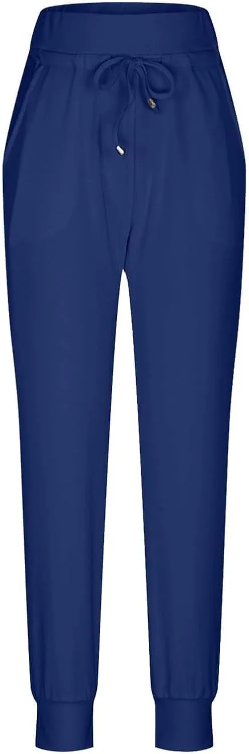 Womens Fleece Lined Joggers Winter High Waisted Winter Warm Sweatpants Thick Lounge Sweat Pants Bottoms with Pockets