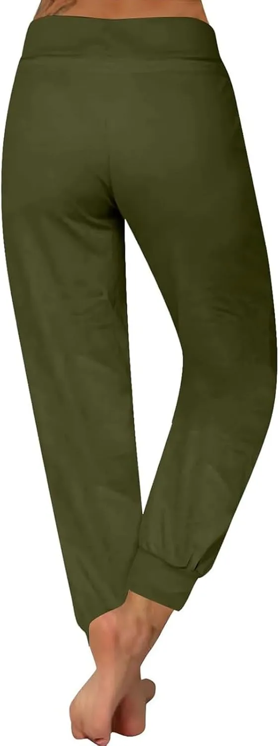 Womens Fleece Lined Joggers Winter High Waisted Winter Warm Sweatpants Thick Lounge Sweat Pants Bottoms with Pockets