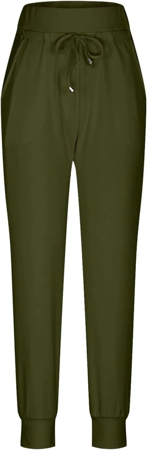 Womens Fleece Lined Joggers Winter High Waisted Winter Warm Sweatpants Thick Lounge Sweat Pants Bottoms with Pockets