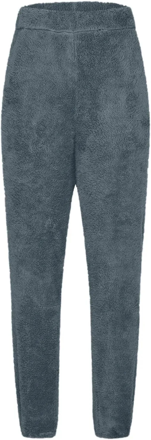 Womens Fuzzy Fleece Lounge Long Pants 2024 Winter Warm Sherpa Pajama Pants Comfy Soft Sleepwear Bottoms Joggers