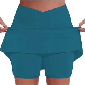 Women's Golf Skirts with Shorts Crossover Athletic Tennis Skorts with Pockets Casual Workout Pickleball Mini Skort