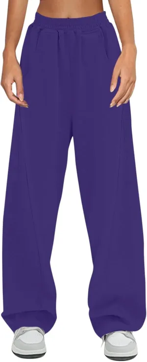 Women's High Waisted Baggy Sweatpants Workout Active Joggers Lounge Bottoms Casual 2024 Trendy Sweat Pant Plus Size