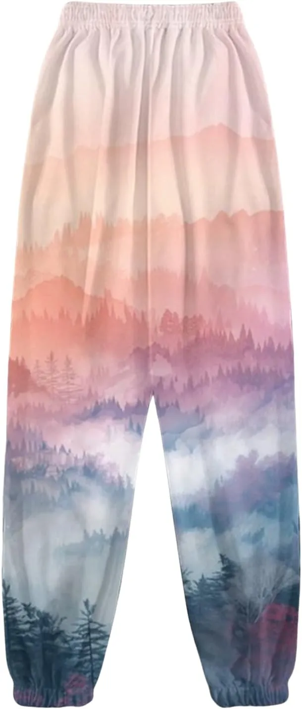 Women's High Waisted Sweatpants Workout Active Joggers Pants Baggy Lounge Bottoms Tie Dye Print Cargo Pants Pocket