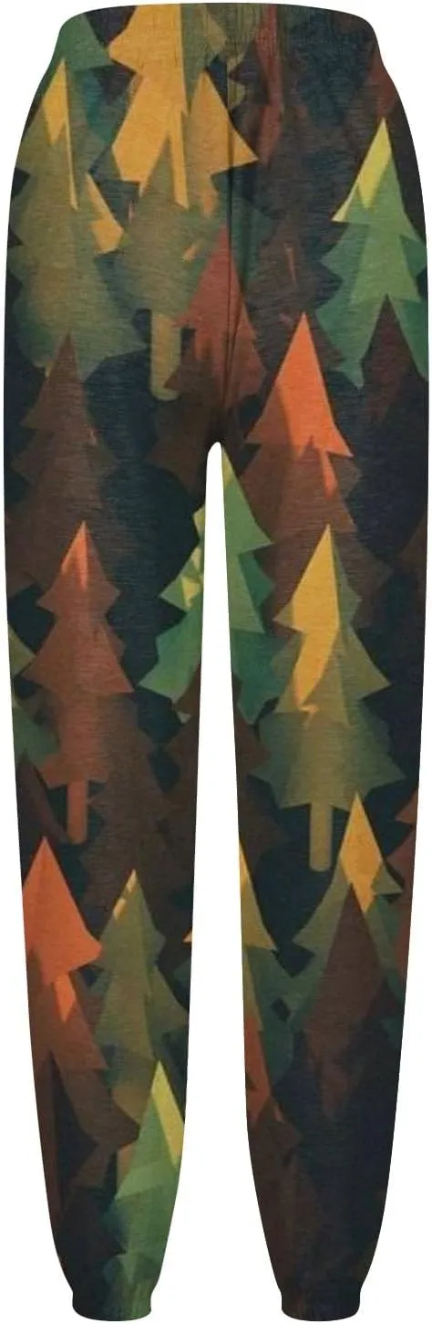 Women's High Waisted Sweatpants Workout Active Joggers Pants Bottoms Leaf Print Fall Fashion Outfits Y2k Clothes 2025