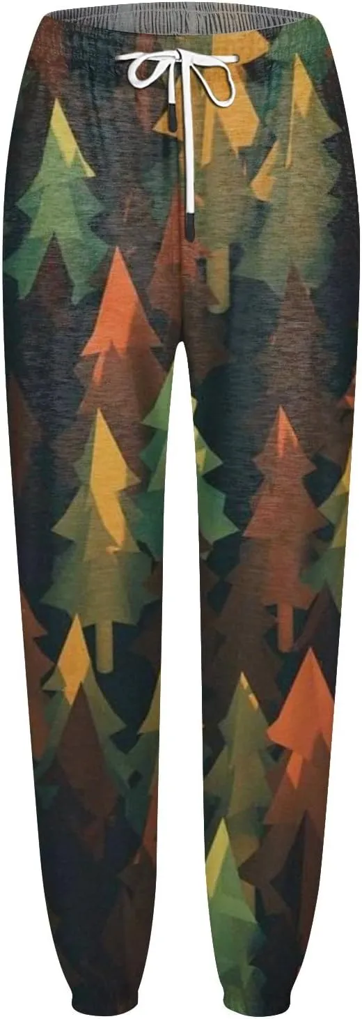 Women's High Waisted Sweatpants Workout Active Joggers Pants Bottoms Leaf Print Fall Fashion Outfits Y2k Clothes 2025