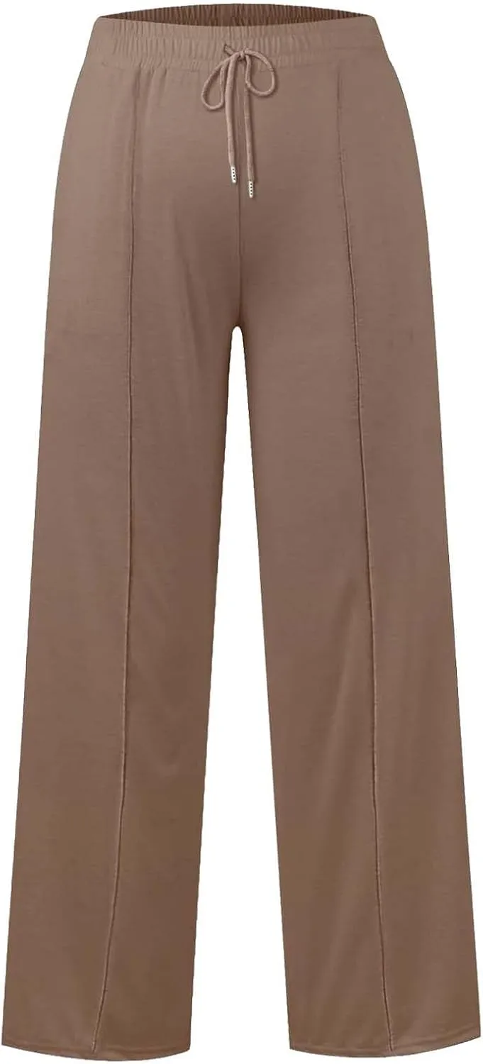 Womens High Waisted Wide Leg Lounge Sweat Pants Baggy Loose Athletic Joggers Pants Drawstring Comfy Flare Sweatpants