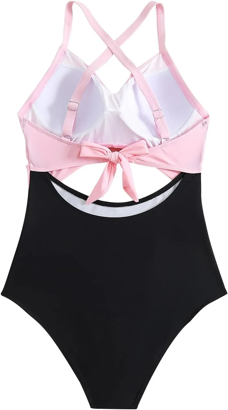 Womens One Piece Swimsuits Hanging Neck Strap Backless Swimwear Tummy Control Monokini High Waisted Bathing Suit