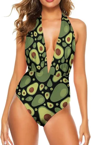 Women's One Piece Swimsuits Monokini High Cut Low Back Swimwear Beachwear