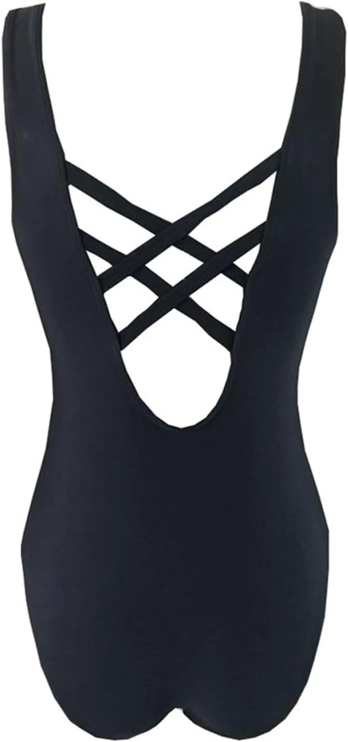 Women's One-Piece Swimsuits Tummy Control Bathing Suit Full Coverage Swimsuit V Neck Criss Cross Push up Swimwear