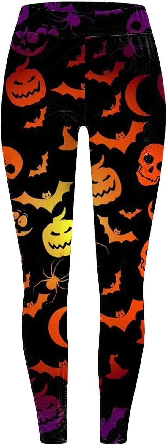Women's Sugar Halloween Leggings Halloween Print Collection High Waist Women's Leggings Compression Pants Yoga