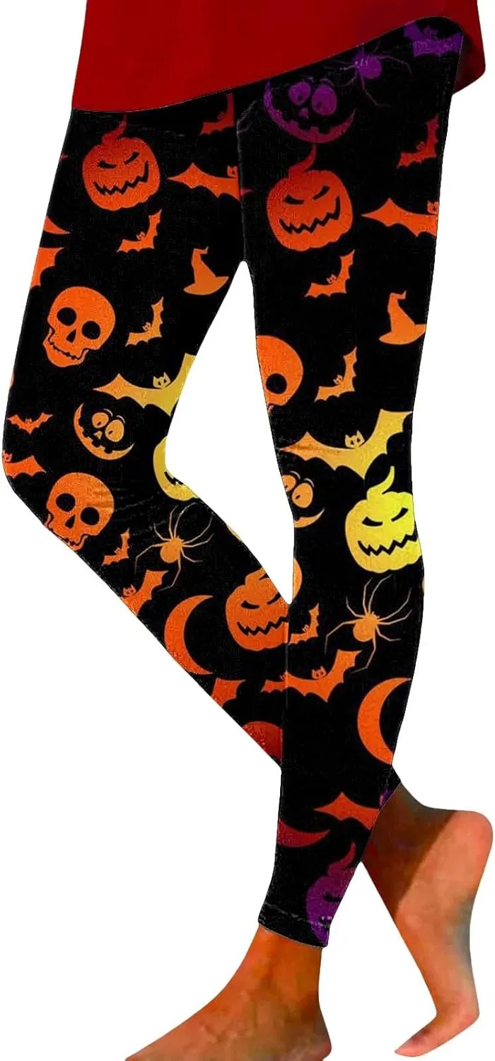 Women's Sugar Halloween Leggings Halloween Print Collection High Waist Women's Leggings Compression Pants Yoga