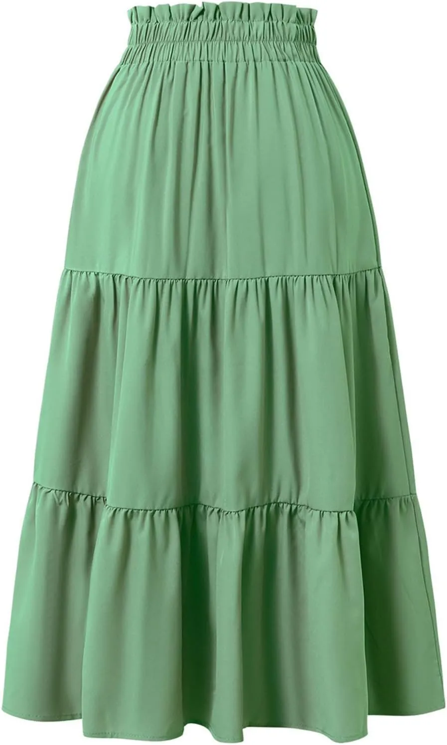Women’s Summer Boho Flowy Swing Tiered A-Line Maxi Skirt 2025 Fashion Trendy Elastic Waist Pleated Long Beach Dress