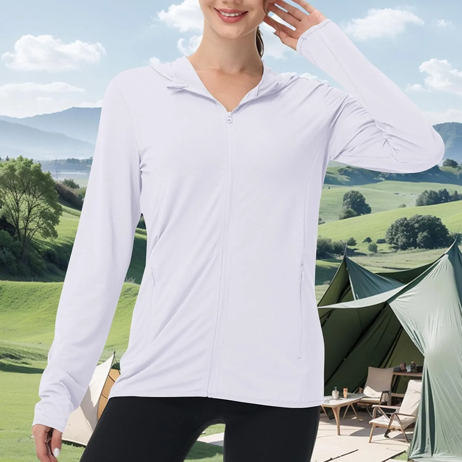 Women's Sun Shirts UPF 50  Lightweight Athletic Jacket UV Cooling Hoodie Quick Dry Long Sleeve Outdoor Hiking Shirts