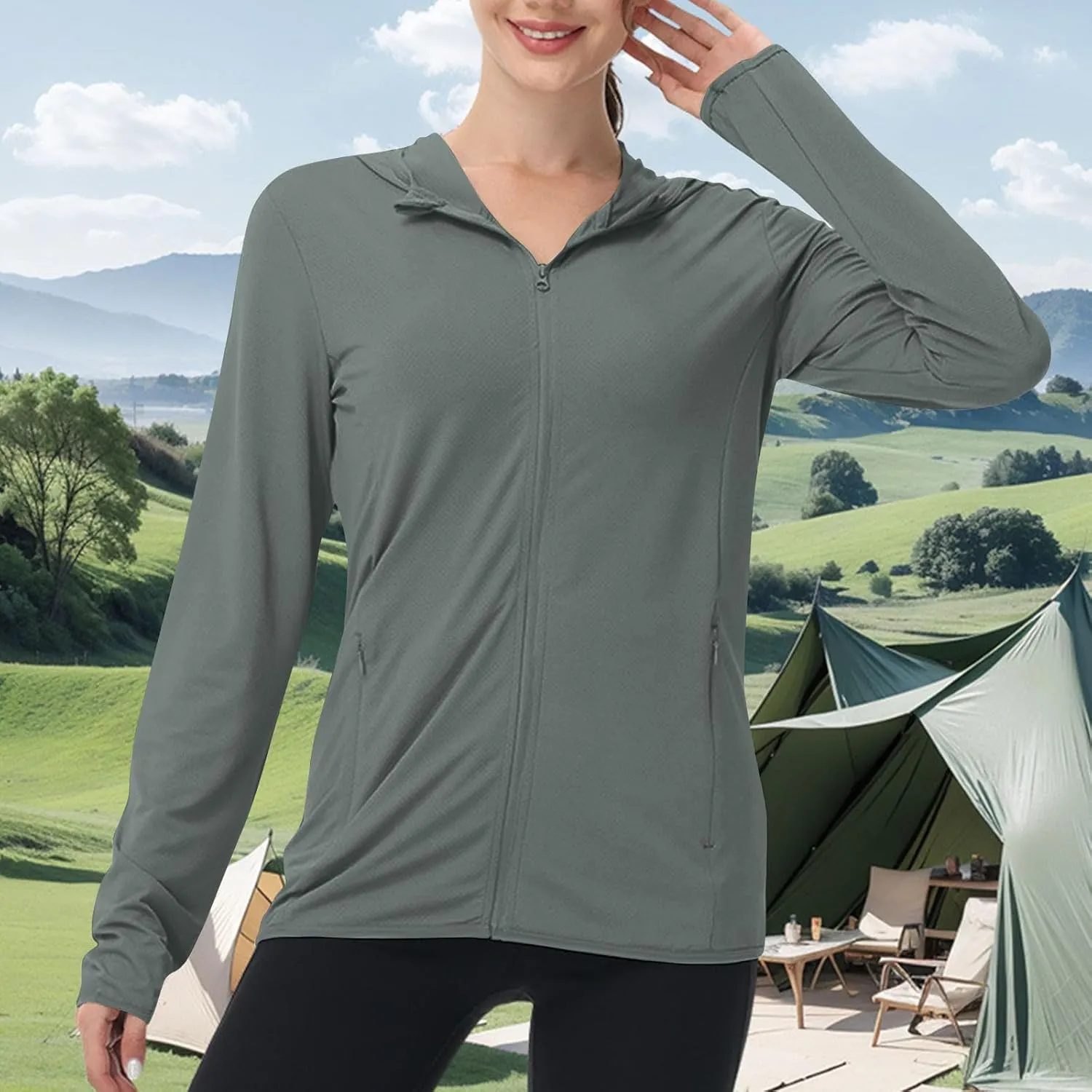 Women's Sun Shirts UPF 50  Lightweight Athletic Jacket UV Cooling Hoodie Quick Dry Long Sleeve Outdoor Hiking Shirts