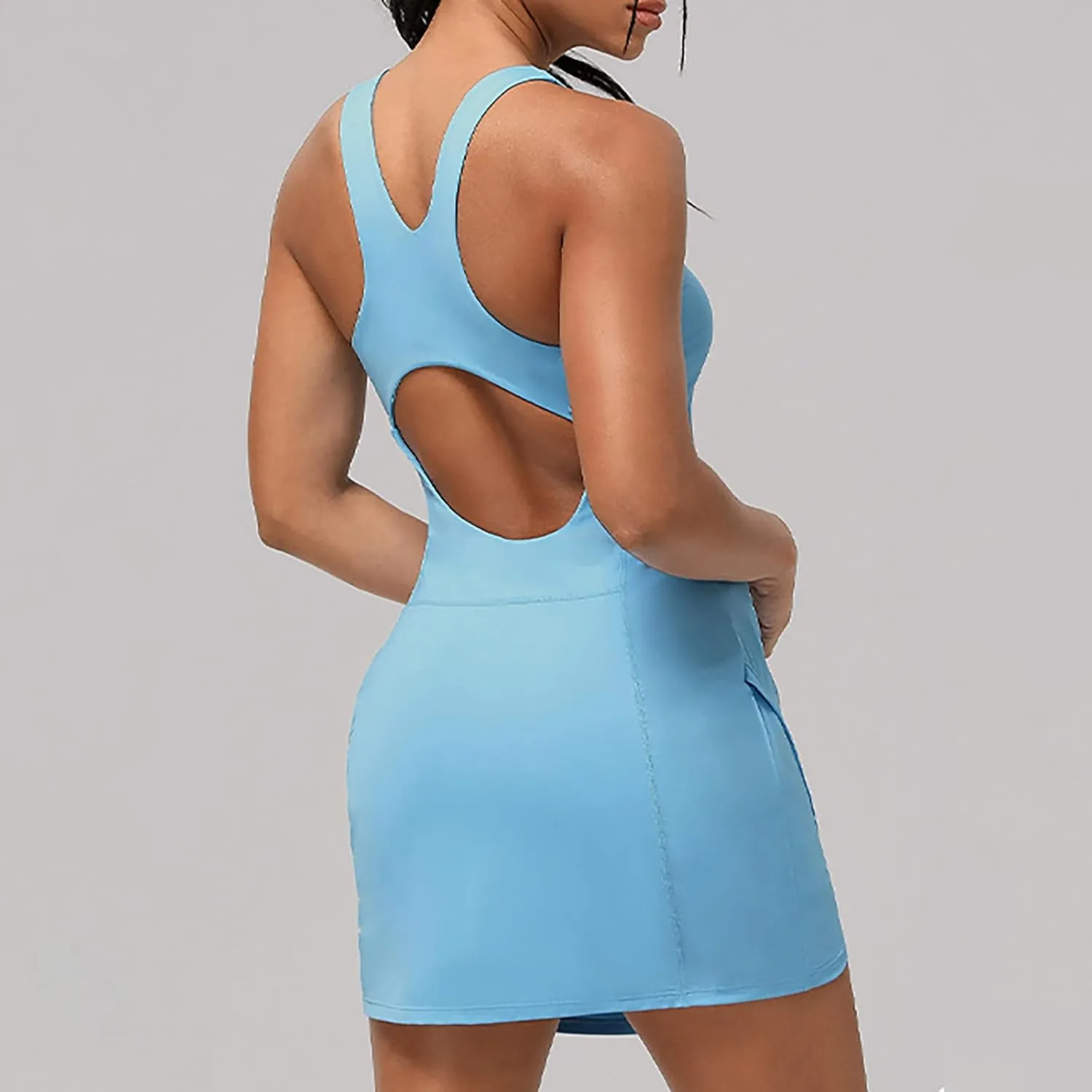 Womens Tennis Dress with Built in Bra with Shorts Square Neck Racerback Athletic Sport Workout Dresses for Women 2025