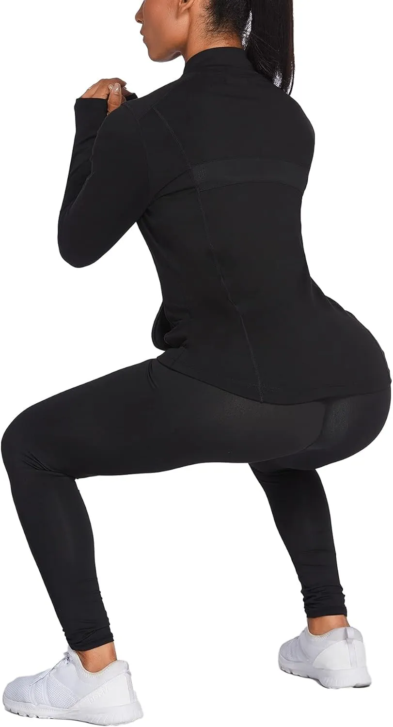 Women's Track Jacket Breathable Running Jacket Zip Up Sportswear Slim Fit Workout Tops