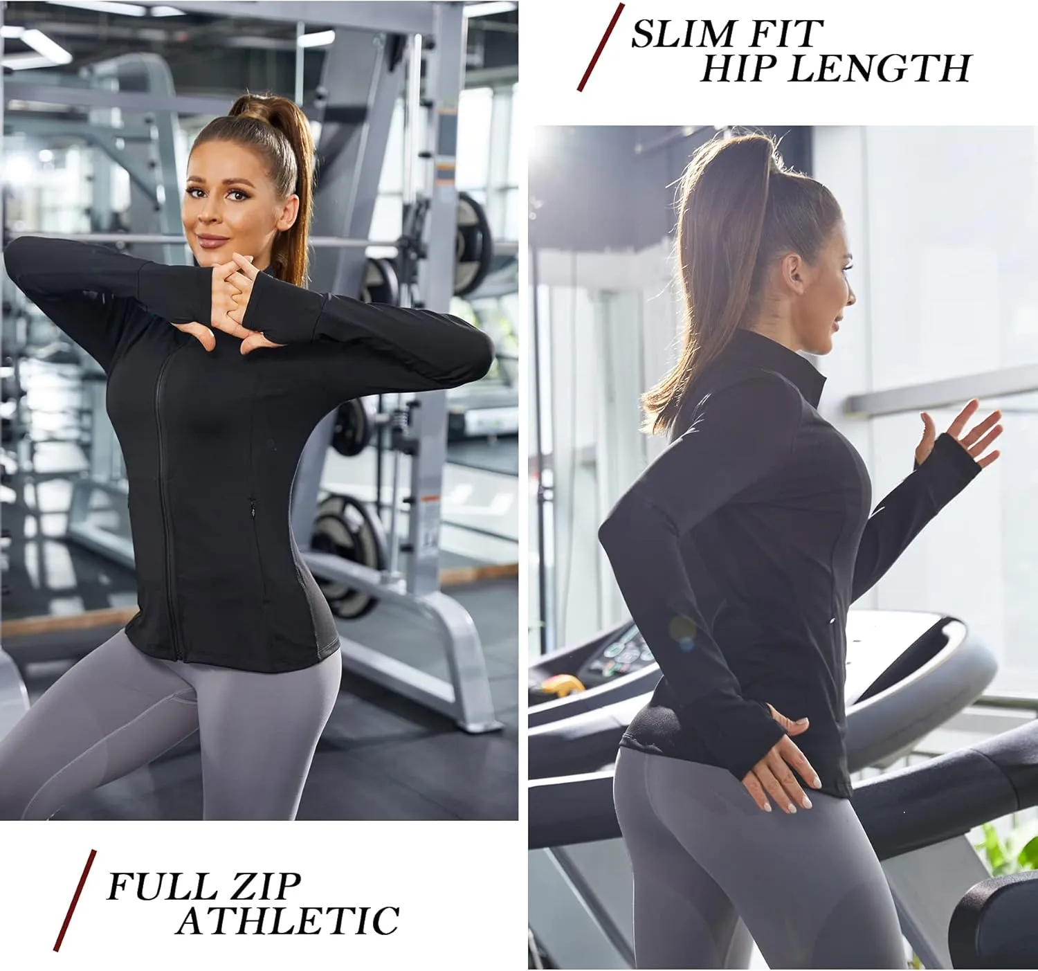 Women's Track Jacket Breathable Running Jacket Zip Up Sportswear Slim Fit Workout Tops
