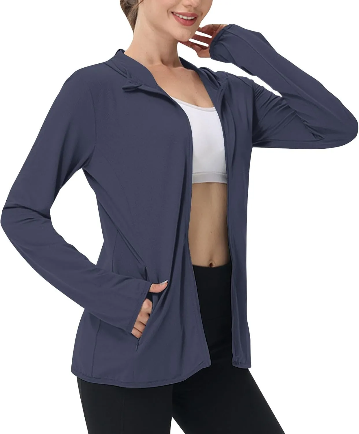 Women's UPF 50  Hooded Sun Shirt Lightweight Long Sleeve Sunscreen Hooded Jacket Summer Ultra Soft Full Zip Up Hoodie