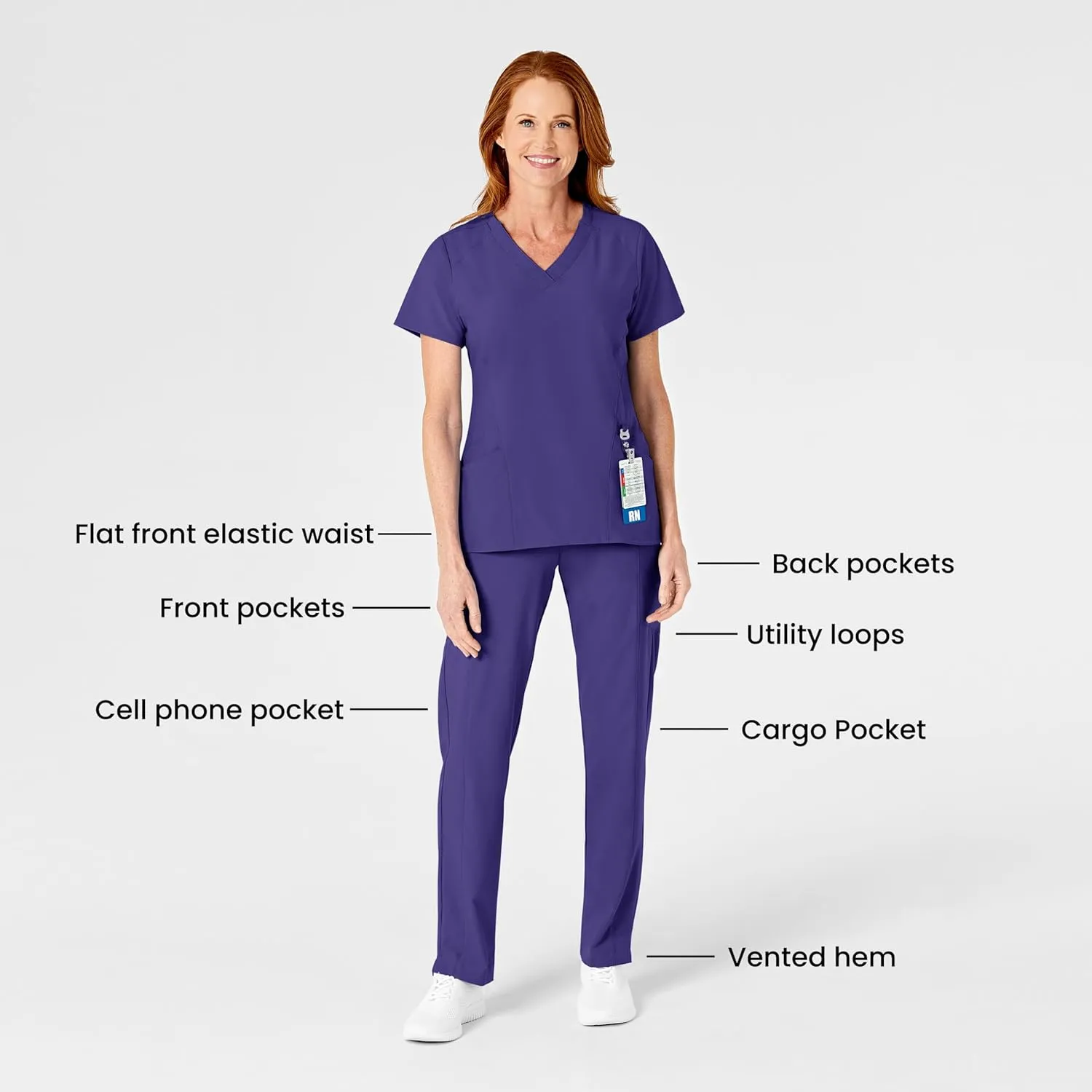 WonderWink W123 Scrubs Women's Flat Front Cargo Pant