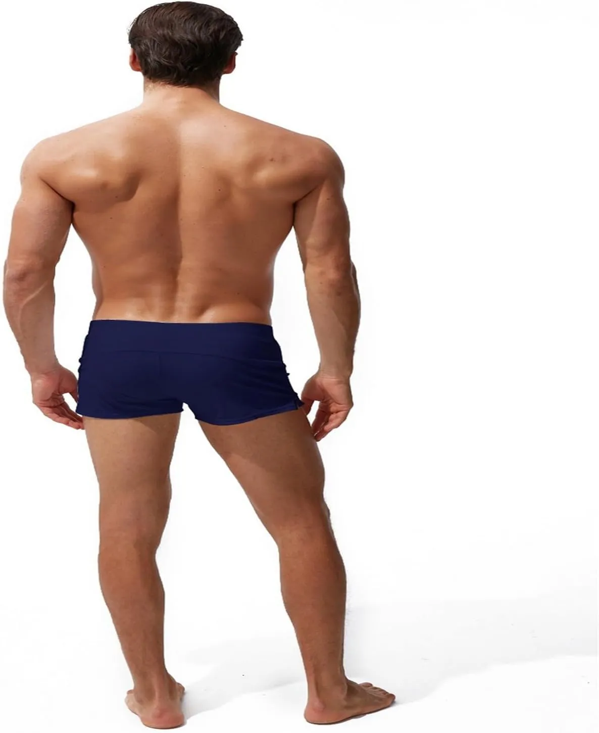 ZEFOTIM Swimming Shorts for Men Drawstring Funny Solid Color Trunk Fashions Big and Tall Swimwear with Zipper Pockets